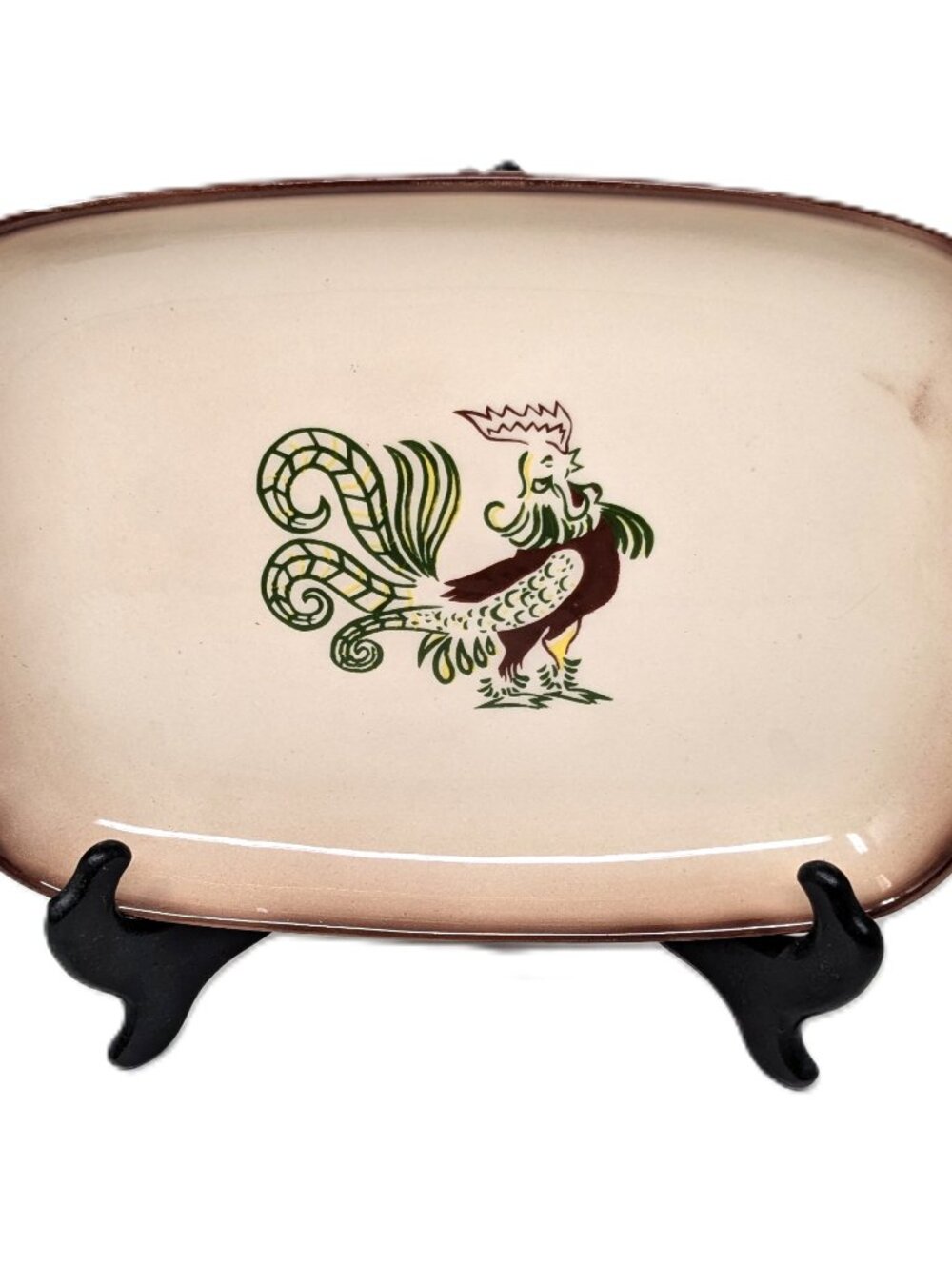 Brock Of California Chanticleer Rooster Serving Platter 11" VTG 1950s Farmhouse
